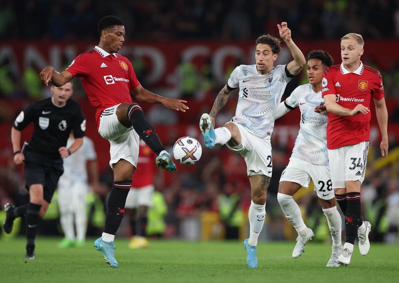 &copy; Reuters. Manchester United e Liverpool se enfrentam pela Premier League
22/08/2022
REUTERS/Phil Noble