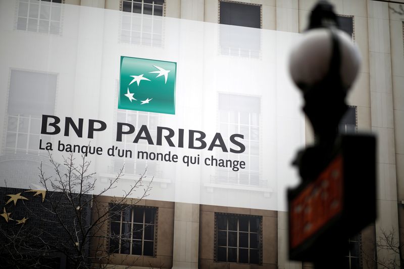 &copy; Reuters. FILE PHOTO: The BNP Paribas logo is seen at a branch in Paris, France, February 4, 2020. REUTERS/Benoit Tessier/File Photo  
