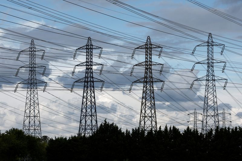 © Reuters. Des pylônes de transmission d'électricité sont visibles près des voies du TGV à Villebon-sur-Yvette, près de Paris, en France. /Photo prise le 1er août 2022/REUTERS/Benoit Tessier