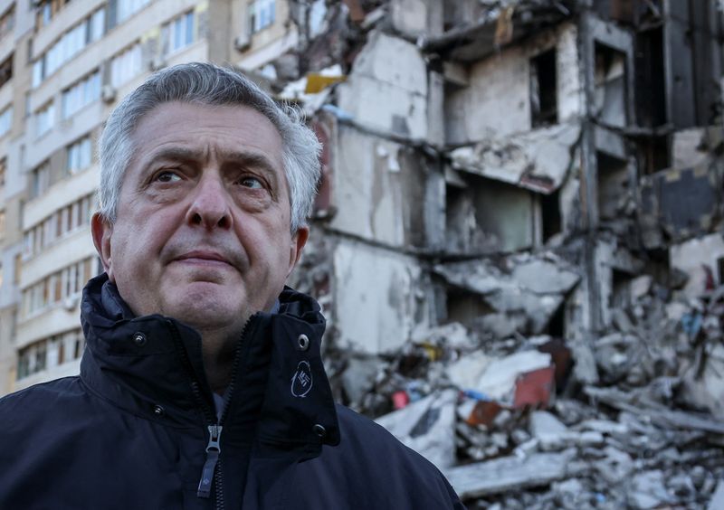 &copy; Reuters. Filippo Grandi, chefe da agência de refugiados da ONU (Acnur) , em Kharkiv, na Ucrânia
24/01/2023
REUTERS/Sofiia Gatilova