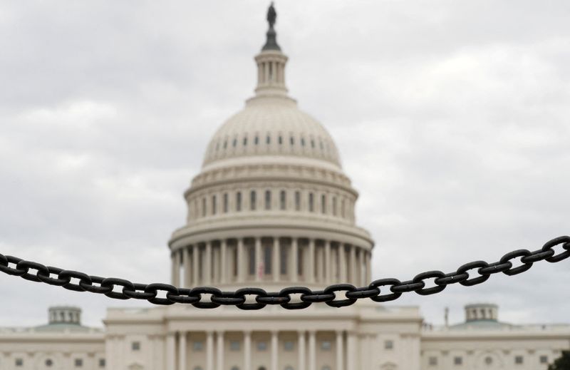 © Reuters. FILE PHOTO: The dome of the U.S. Capitol is seen beyond a chain fence during the partial government shutdown in Washington, U.S., January 8, 2019. REUTERS/Kevin Lamarque/File Photo