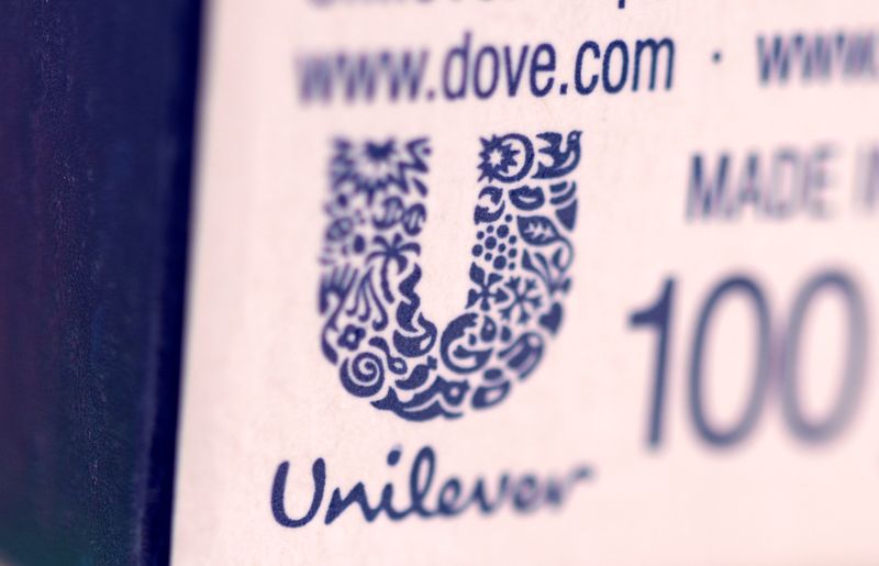 &copy; Reuters. Unilever logo is pictured on a Dove soap box in this illustration taken on January 17, 2022. REUTERS/Dado Ruvic/Illustration/Files