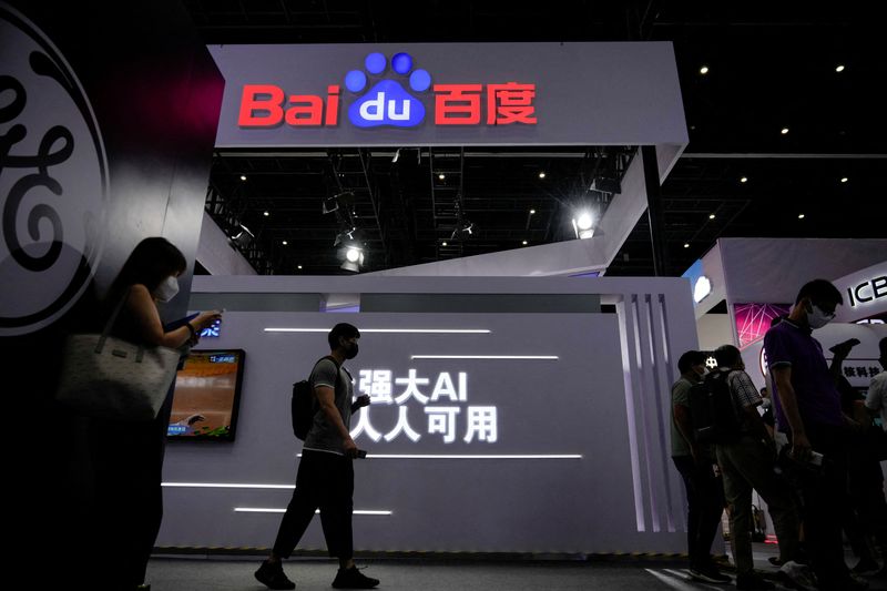 © Reuters. Logo da Baidu durante a Conferência Mundial de Inteligência Artificial em Xangai, China
01/09/2022
REUTERS/Aly Song