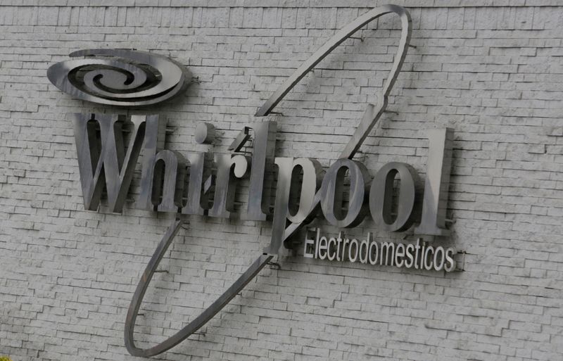 &copy; Reuters. FILE PHOTO: The Whirlpool logo is seen at their plant in Apodaca, Monterrey, Mexico January 27, 2017. REUTERS/Daniel Becerril/File Photo