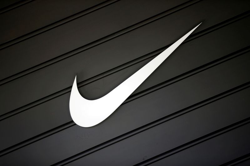 &copy; Reuters. FILE PHOTO: The logo of Nike (NKE) is seen in Los Angeles, California, United States, April 12, 2016. REUTERS/Lucy Nicholson/File Photo