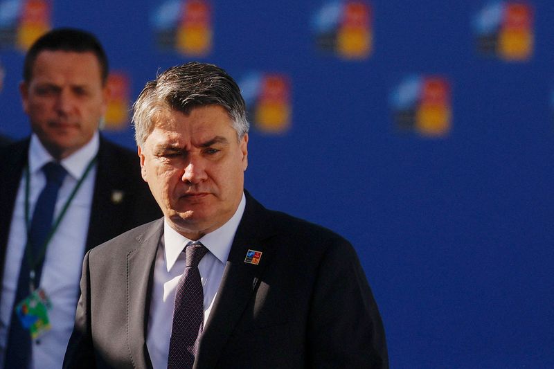 &copy; Reuters. FILE PHOTO: Croatia's President Zoran Milanovic attends a NATO summit in Madrid, Spain June 30, 2022. REUTERS/Susana Vera/File Photo