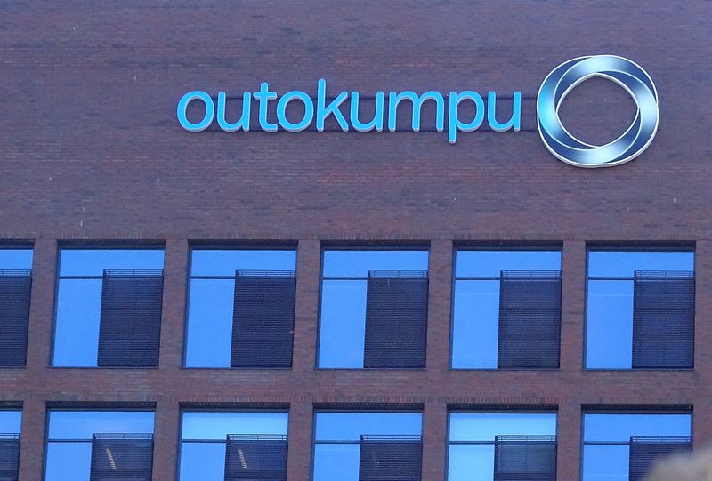 &copy; Reuters. FILE PHOTO: Outokumpu logo is seen at the company's head office in Helsinki, Finland May 22, 2018. REUTERS/Jussi Rosendahl/File Photo