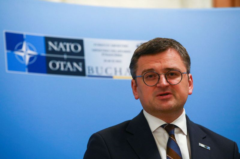 &copy; Reuters. FILE PHOTO: Ukrainian Foreign Minister Dmytro Kuleba speaks during the NATO foreign ministers meeting in Bucharest, Romania November 29, 2022. REUTERS/Stoyan Nenov