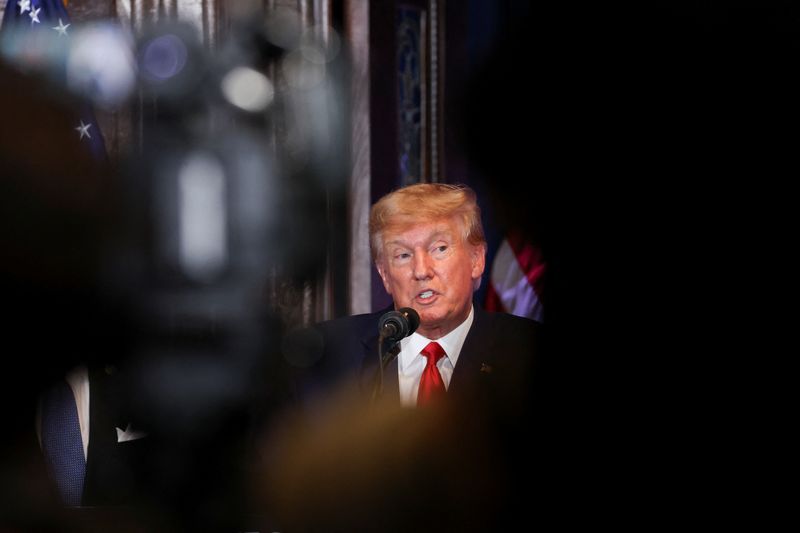 &copy; Reuters. FILE PHOTO:  Former U.S. President Donald Trump speaks during a campaign stop to unveil his leadership team, at the South Carolina State House in Columbia, South Carolina, U.S., January 28, 2023. REUTERS/Shannon Stapleton