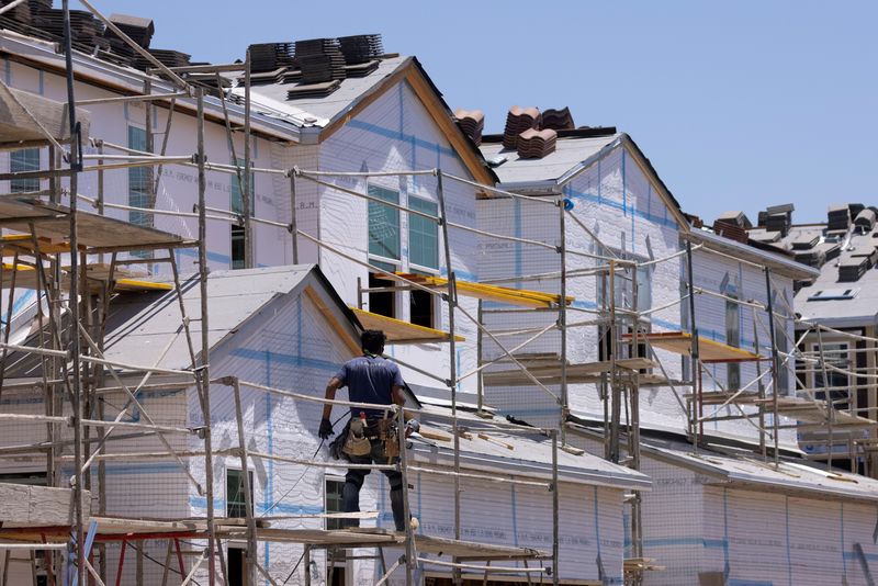 &copy; Reuters. FILE PHOTO: Residential single family homes construction by KB Home are shown under construction in the community of Valley Center, California, U.S. June 3, 2021. REUTERS/Mike Blake/File Photo