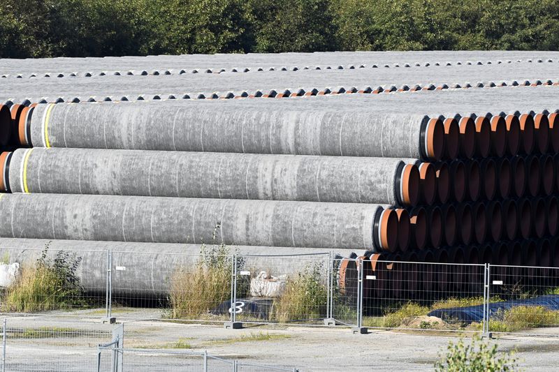 &copy; Reuters. FILE PHOTO: Pipes for the Nord Stream 2 gas pipeline in the Baltic Sea, which are not used, are seen in the harbour of Mukran, Germany, on September 30, 2022. REUTERS/Fabian Bimmer