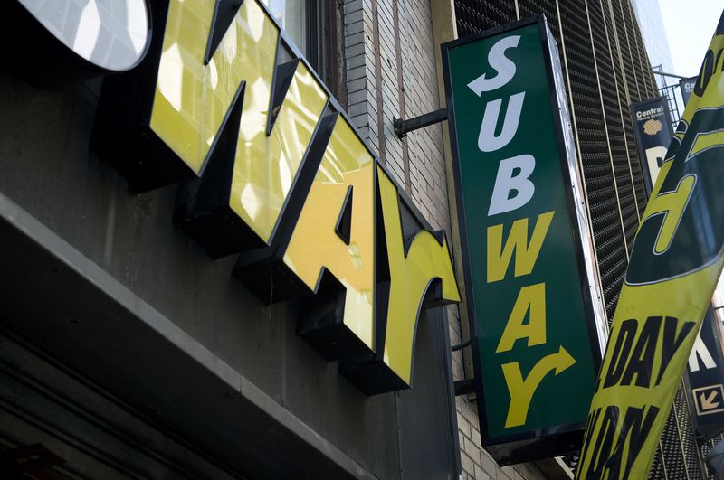 &copy; Reuters. FILE PHOTO: A Subway sandwich shop logo is pictured in the Manhattan borough of New York February 14, 2014.    REUTERS/Carlo Allegri 