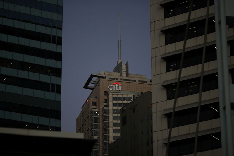 &copy; Reuters. Office buildings and the Citibank logo are seen amidst the easing of the coronavirus disease (COVID-19) restrictions in the Central Business District of Sydney, Australia, June 3, 2020. REUTERS/Loren Elliott/Files