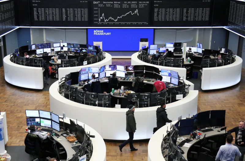 &copy; Reuters. The German share price index DAX graph is pictured at the stock exchange in Frankfurt, Germany, February 01, 2023.    REUTERS/Staff