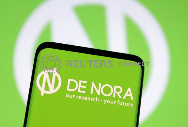 &copy; Reuters. De Nora logo is displayed on a smartphone in this illustration taken June 13, 2022. REUTERS/Dado Ruvic/Illustration
