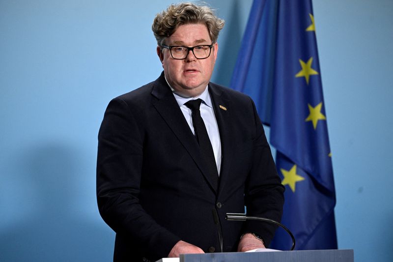 &copy; Reuters. FILE PHOTO: Sweden's Minister of Justice Gunnar Strommer attends a press conference at the first informal ministerial meeting during the Swedish EU Presidency, Stockholm, Sweden, January 26, 2023. Henrik Montgomery/TT News Agency/via REUTERS 