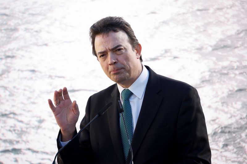 &copy; Reuters. Enagas CEO Arturo Gonzalo gestures at Zona Franca near Barcelona, Spain February 2, 2023. REUTERS/Albert Gea