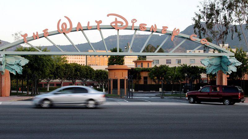 &copy; Reuters. FILE PHOTO: The signage at the main gate of The Walt Disney Co. is pictured in Burbank, California, May 7, 2012. Picture taken May 7, 2012. REUTERS/Fred Prouser