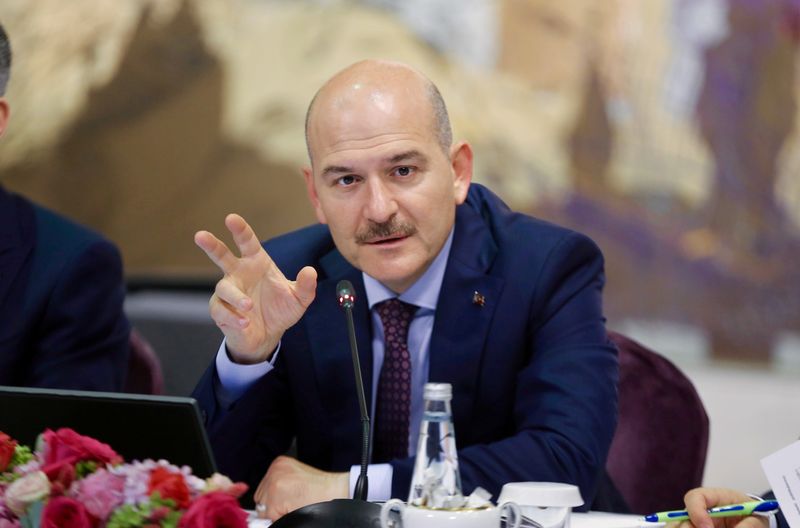 &copy; Reuters. FILE PHOTO: Turkish Interior Minister Suleyman Soylu speaks during a news conference in Istanbul, Turkey, August 21, 2019. Ahmet Bolat/Pool via REUTERS/File Photo/File Photo