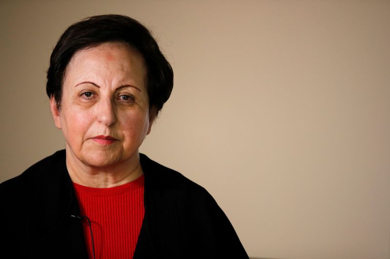 &copy; Reuters. FILE PHOTO: Iranian Nobel Peace laureate Shirin Ebadi poses during a news conference on Iran at the Reporters without Borders (RSF) offices in Paris, France, February 7, 2019.  REUTERS/Philippe Wojazer