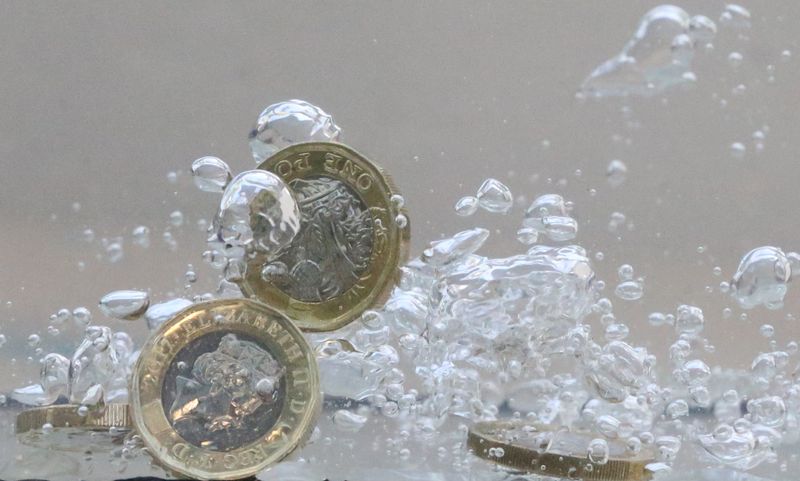 &copy; Reuters. FILE PHOTO: UK pound coins plunge into water in this illustration picture, October 26, 2017. REUTERS/Dado Ruvic/Illustration