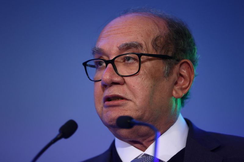 &copy; Reuters. Ministro do STF Gilmar Mendes discursa durante conferência empresarial em Lisboa, Portugal
03/02/2023
REUTERS/Rodrigo Antunes