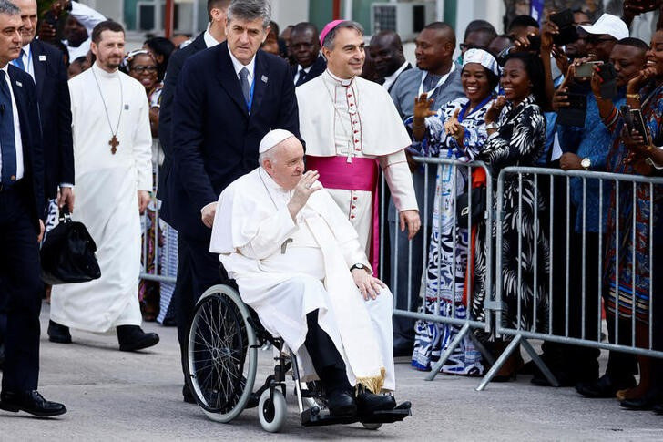 &copy; Reuters. Papa Francisco durante visita a Kinshasa, na República Democrática do Congo
03/02/2023
REUTERS/Yara Nardi