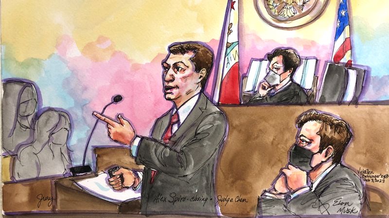 &copy; Reuters.     米電気自動車（ＥＶ）大手テスラの株式非公開化計画を巡る集団訴訟で、陪審団は３日、同社とイーロン・マスク最高経営責任者（ＣＥＯ）に法的な責任はないとする評決を下した。イ