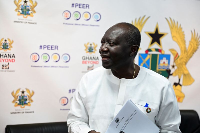 &copy; Reuters. FILE PHOTO: Ghana's Finance Minister Ken Ofori-Atta speaks during a news conference in Accra, Ghana  December 13, 2022. REUTERS/Cooper Inveen/File Photo