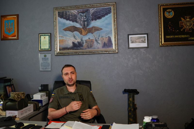 &copy; Reuters. FILE PHOTO: Major General Kyrylo Budanov, chief of the Military Intelligence of Ukraine, speaks during an interview with Reuters, as Russia's attack on Ukraine continues, in Kyiv, Ukraine June 25, 2022. REUTERS/Valentyn Ogirenko