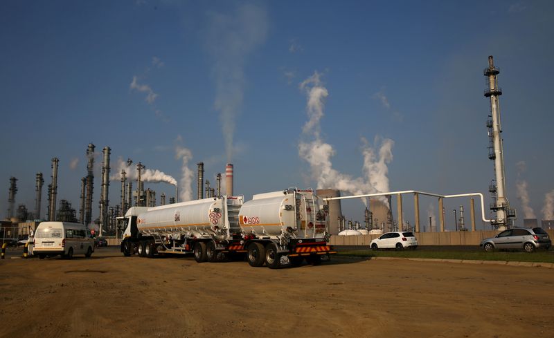 &copy; Reuters. FILE PHOTO: A truck is seen at South African petro-chemical company Sasol's synthetic fuel plant in Secunda, north of Johannesburg, in this picture taken March 1,2016.REUTERS/Siphiwe Sibeko/File Photo