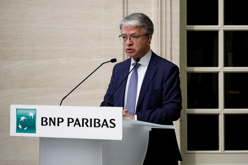 &copy; Reuters. FILE PHOTO: Jean-Laurent Bonnafe, chief executive officer of BNP Paribas, attends the bank's annual results news conference in Paris, France, February 5, 2020. REUTERS/Benoit Tessier