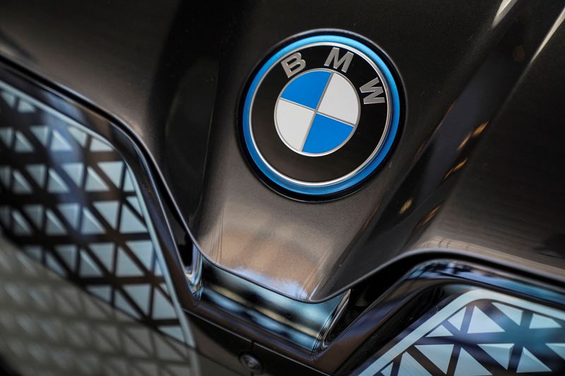 &copy; Reuters. FILE PHOTO: A BMW car logo is displayed during a media tour at the plant of German automaker BMW in San Luis Potosi, Mexico, February 3, 2023. REUTERS/Toya Sarno Jordan/File Photo