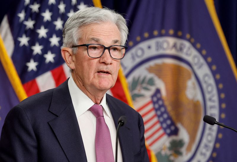 &copy; Reuters. FILE PHOTO: U.S. Federal Reserve Chair Jerome Powell addresses reporters during a news conference at the Federal Reserve Building in Washington, U.S., February 1, 2023. REUTERS/Jonathan Ernst/File Photo