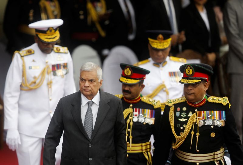 &copy; Reuters. Sri Lanka's President Ranil Wickremesinghe arrives with commanders of three forces to attend the country's 75th Independence Day celebrations in Colombo, Sri Lanka February 4, 2023. REUTERS/Dinuka Liyanawatte