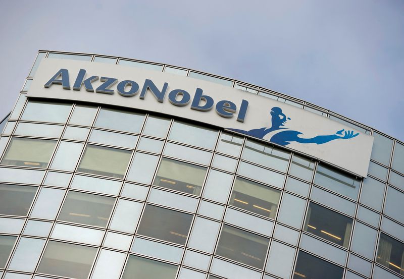 &copy; Reuters. FILE PHOTO: AkzoNobel's logo is seen in Amsterdam, Netherlands, February 16, 2012.    REUTERS/Robin van Lonkhuijsen/United Photos/File Photo