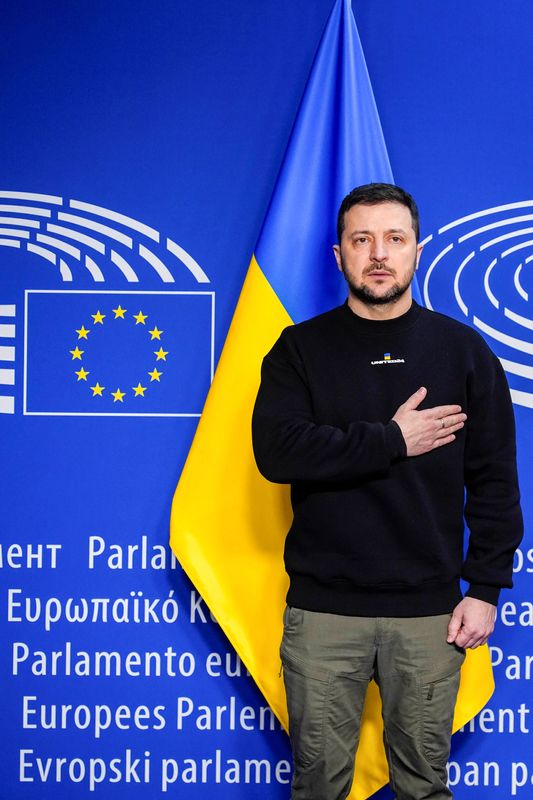 &copy; Reuters. Presidente da Ucrânia, Volodymyr Zelenskiy, durante visita ao Parlamento Europeu, em Bruxelas
09/02/2023 Philippe Buissin/União Europeia 2023/Divulgação via REUTERS