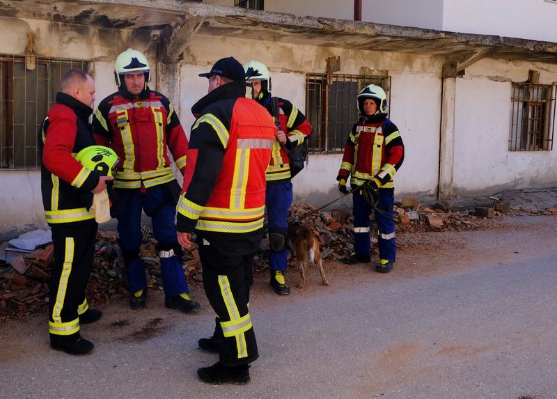 &copy; Reuters. Ukrainian rescuers in Hatay, Turkey, February 9, 2023. REUTERS/Emilie Madi