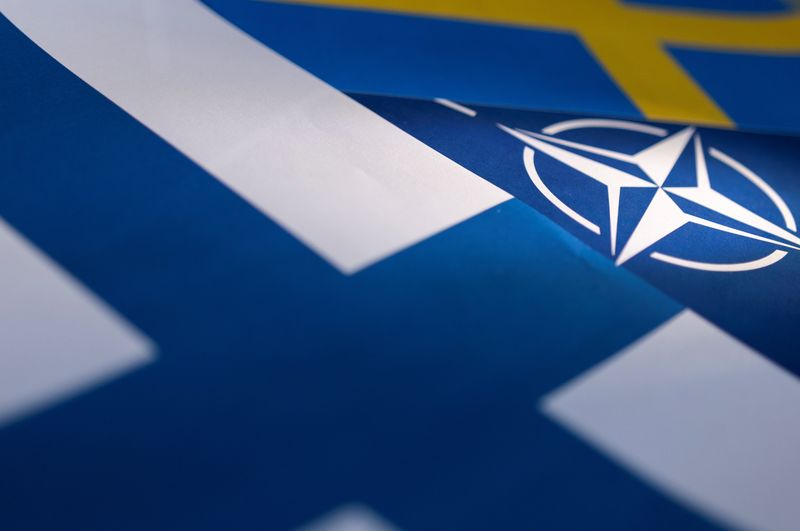 &copy; Reuters. NATO, Swedish and Finnish flags are seen in this illustration taken May 12, 2022. REUTERS/Dado Ruvic/Illustration