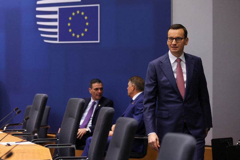 &copy; Reuters. FILE PHOTO: Poland's Prime Minister Mateusz Morawiecki attends a bilateral meeting during the European leaders summit in Brussels, Belgium February 9, 2023. REUTERS/Johanna Geron/Pool