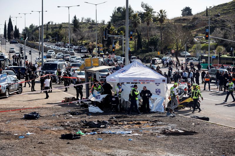 Palestinian driver ploughs into bus stop killing two Israelis