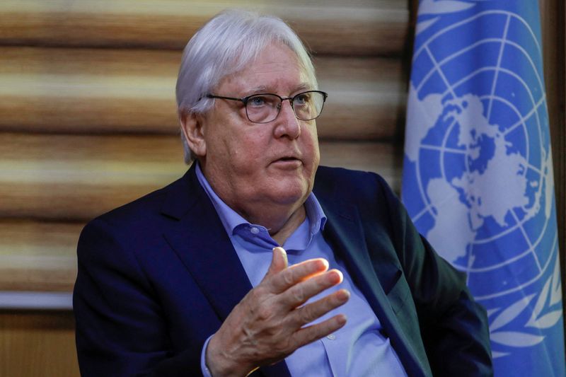 &copy; Reuters. FILE PHOTO: Martin Griffiths, the Under-Secretary-General for Humanitarian Affairs and Emergency Relief Coordinator, speaks during an interview with Reuters in Kabul, Afghanistan, January 25, 2023. REUTERS/Ali Khara