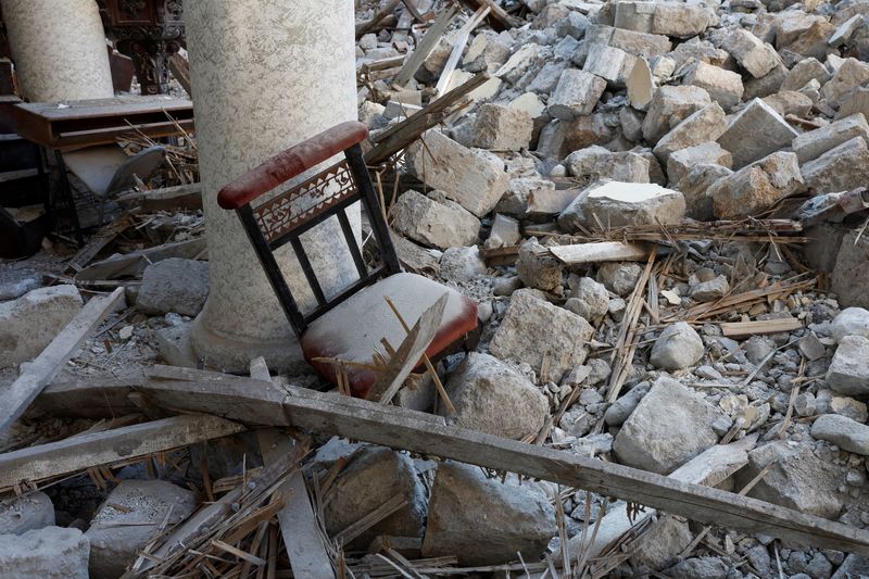 &copy; Reuters. A view of the damaged Katolik Kilisesi (Roman Catholic Church), in the aftermath of a deadly earthquake in Iskenderun, Turkey, February 11, 2023. REUTERS/Benoit Tessier