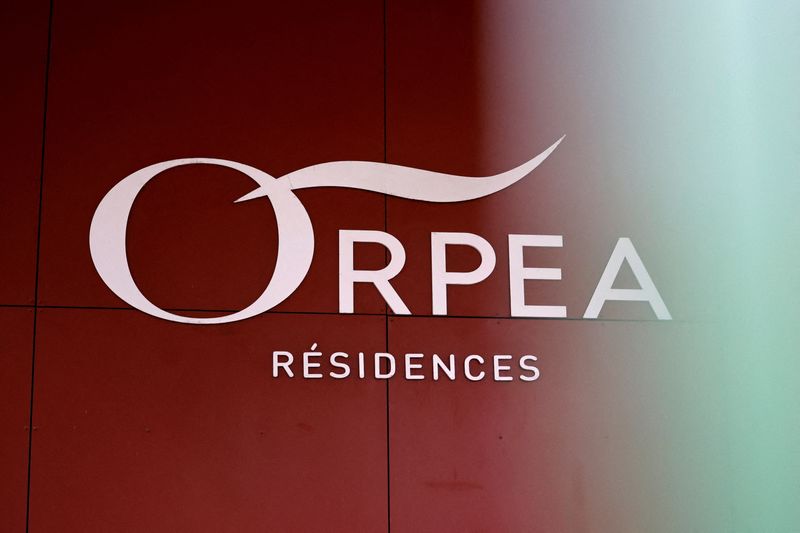 &copy; Reuters. FILE PHOTO: The logo of French care homes company Orpea is seen at the entrance of a retirement home (EHPAD - Housing Establishment for Dependant Elderly People) in Les Lilas, near Paris, France, February 1, 2023.  REUTERS/Sarah Meyssonnier/File Photo