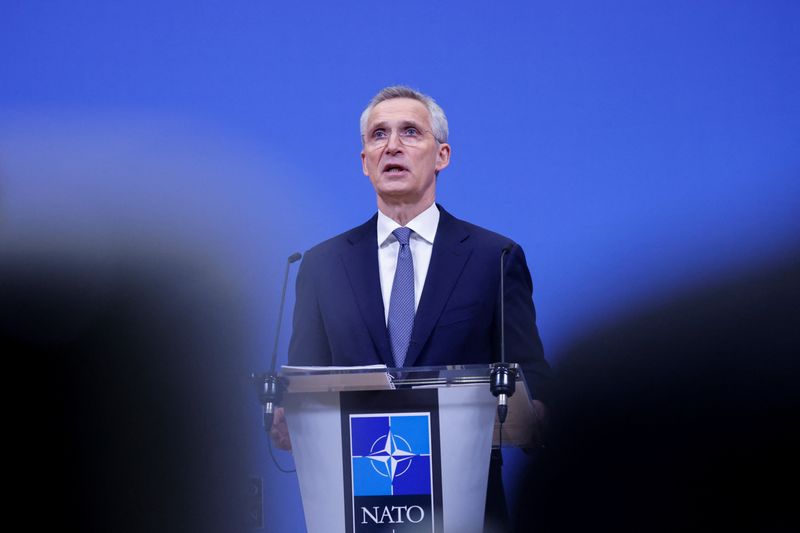 &copy; Reuters. NATO Secretary General Jens Stoltenberg holds a news conference ahead of a two day meeting of the alliance's defence ministers, in Brussels, Belgium February 13, 2023. REUTERS/Johanna Geron