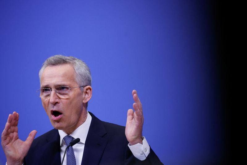 &copy; Reuters. Secretário-geral da Otan, Jens Stoltenberg, durante entrevista coletiva em Bruxelas
13/02/2023 REUTERS/Johanna Geron