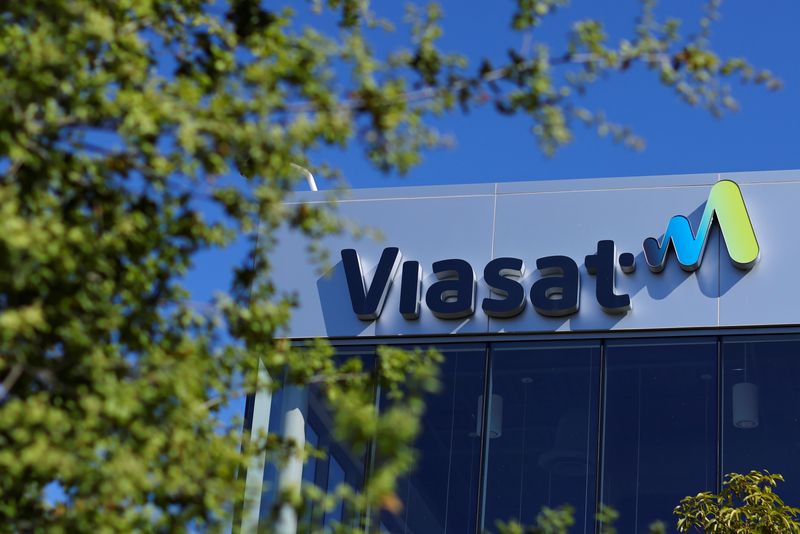 &copy; Reuters. FILE PHOTO: Viasat offices are shown at the company's headquarters in Carlsbad, California, U.S. March 9, 2022. Picture taken March 9, 2022. REUTERS/Mike Blake
