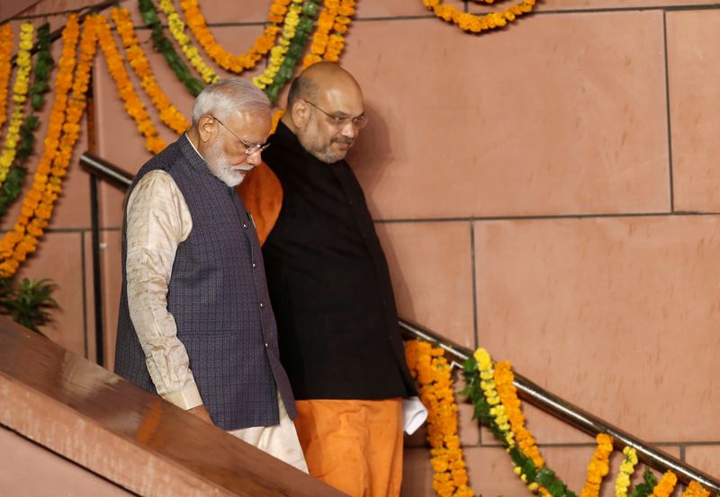 © Reuters. FILE PHOTO: BJP President Amit Shah and Indian Prime Minister Narendra Modi are seen after the election results in New Delhi, India, May 23, 2019. REUTERS/Adnan Abidi