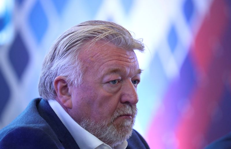 &copy; Reuters. FILE PHOTO: President of Russian Gymnastics Federation Vasily Titov attends an annual meeting of the Olympic Committee of Russia with sports federations, academies, member organizations, coaches and athletes in Moscow, Russia November 28, 2019. REUTERS/Ev