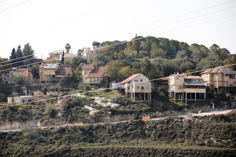 &copy; Reuters. FILE PHOTO: A view shows an Israeli settlement near a security incident scene near Qalqilia, in the Israeli-occupied West Bank January 25, 2023. REUTERS/Raneen Sawafta